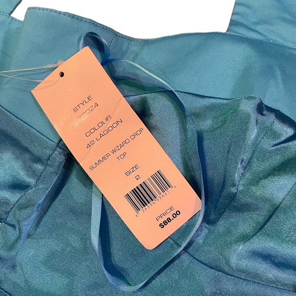 FRENCH CONNECTION BNWT SUMMER WIZARD CROP TOP SIZE 2 LAGOON BLUE - Picture 9 of 14
